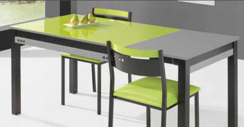 Mesa extensible abierta verde lima